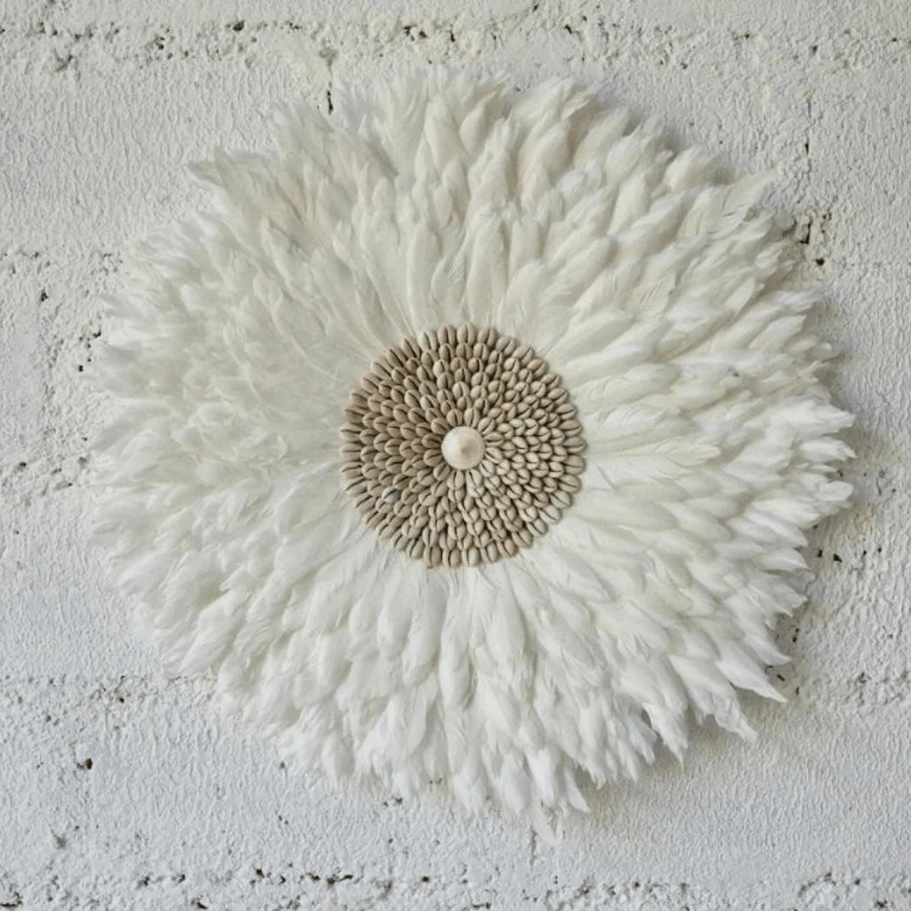 Juju Hat Wall Decor Handcrafted Feather & Shell Accents