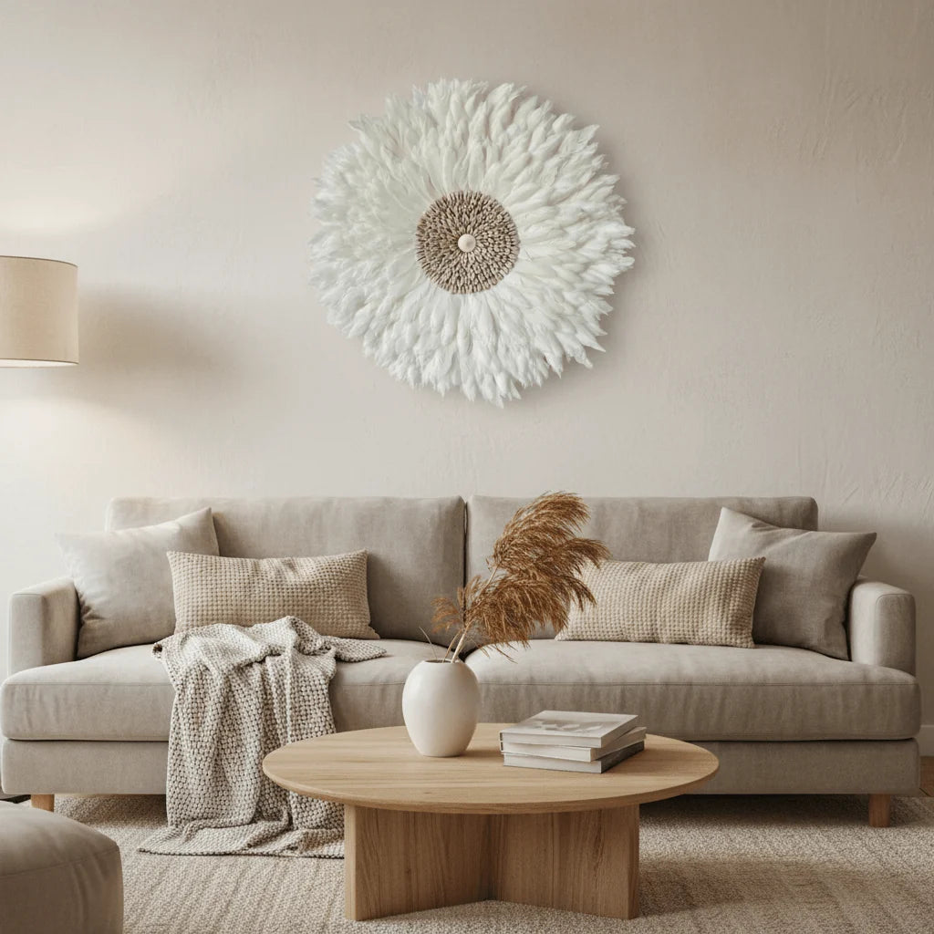 Juju Hat Wall Decor Handcrafted Feather & Shell Accents