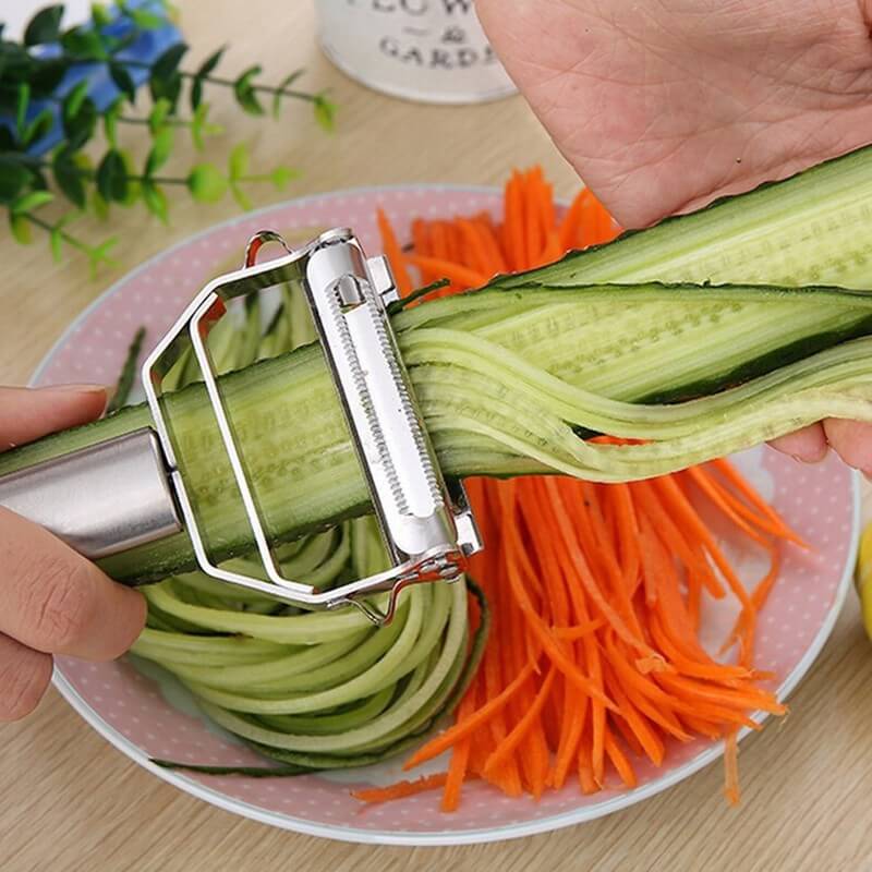 Julienne Peeler Stainless Steel Blade Non-Slip Handle With Protective Cap