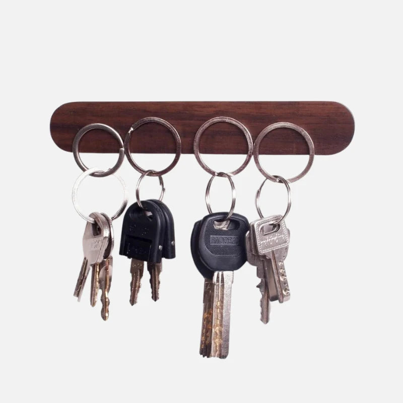 Key Holder Magnetic Adhesive Wall Mount Natural Wood