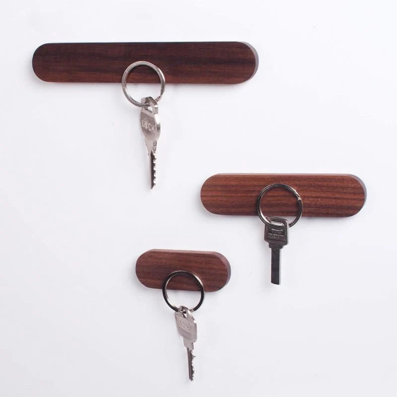 Key Holder Magnetic Adhesive Wall Mount Natural Wood