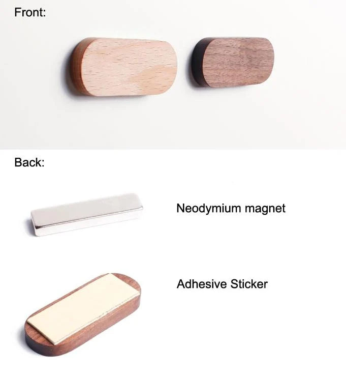 Key Holder Magnetic Adhesive Wall Mount Natural Wood