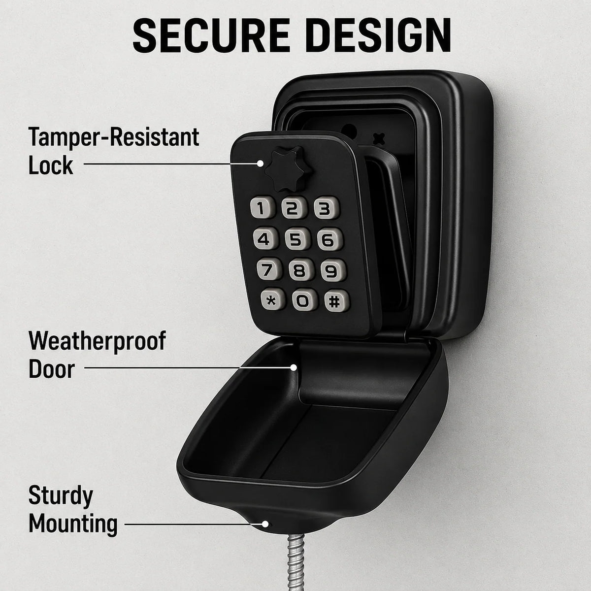 Key Lock Box Weather-Resistant Metal Adjustable Combination Wall-Mounted