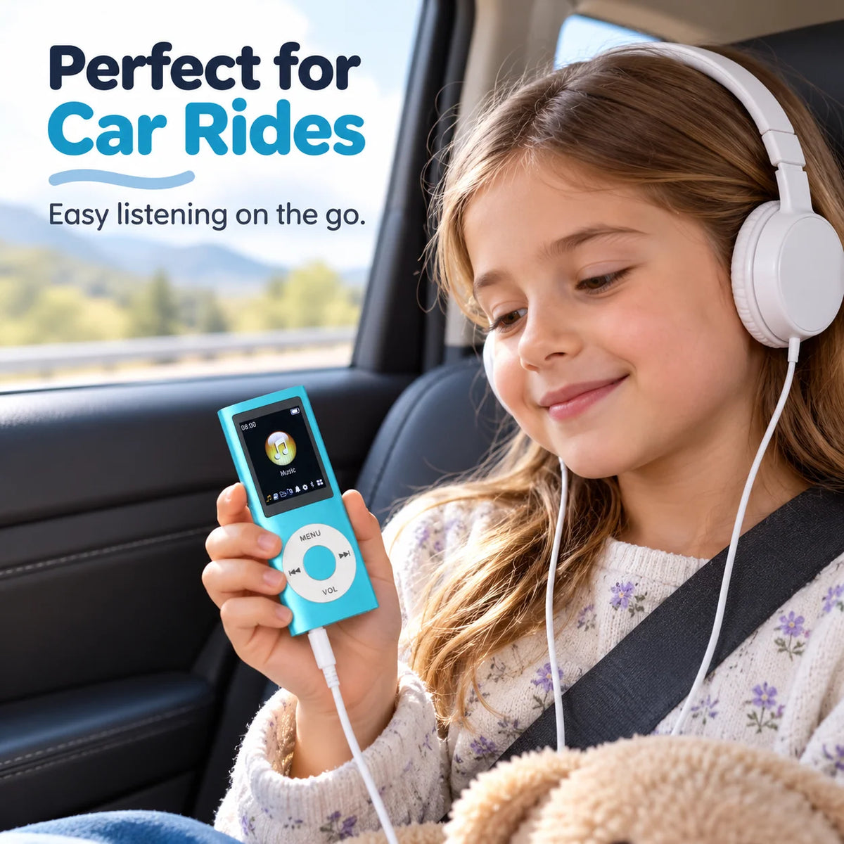 Kids Audio Player Phone-Free Earphones Included 64GB Card Support