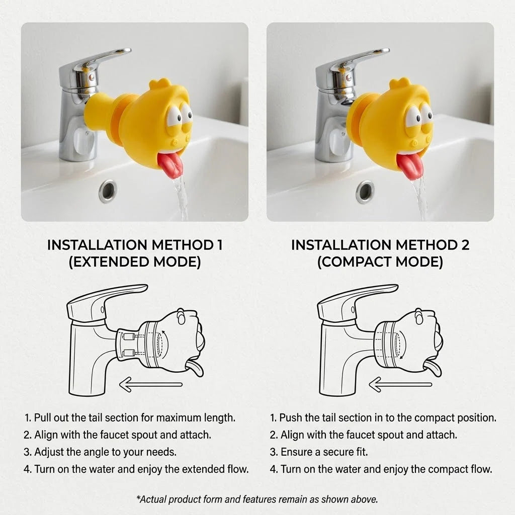 Kids Faucet Extender Detachable Silicone Base Cartoon Bug Design