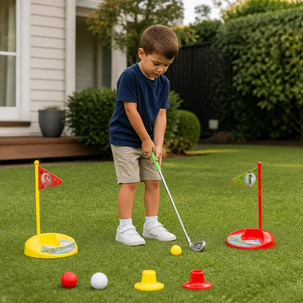 Kids Golf Set Adjustable Clubs With Flags & Balls