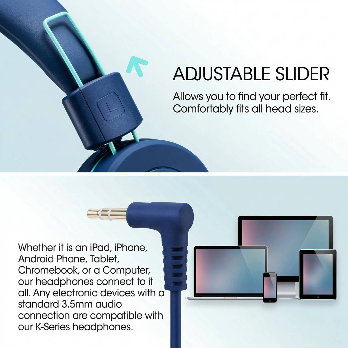Kids Headphones Foldable Adjustable Fit 93 dB Volume Limit