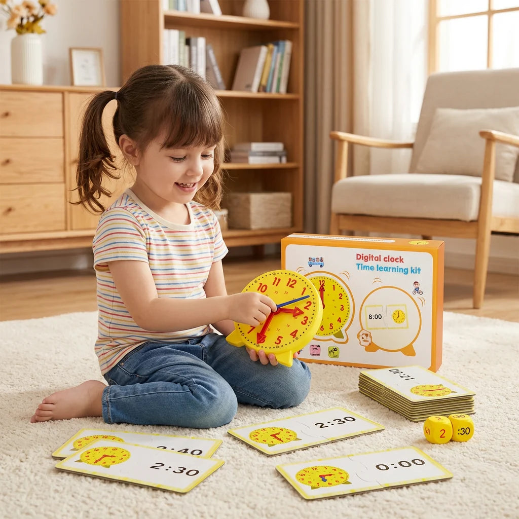 Kids Learning Clock Movable Hands & Dice Game