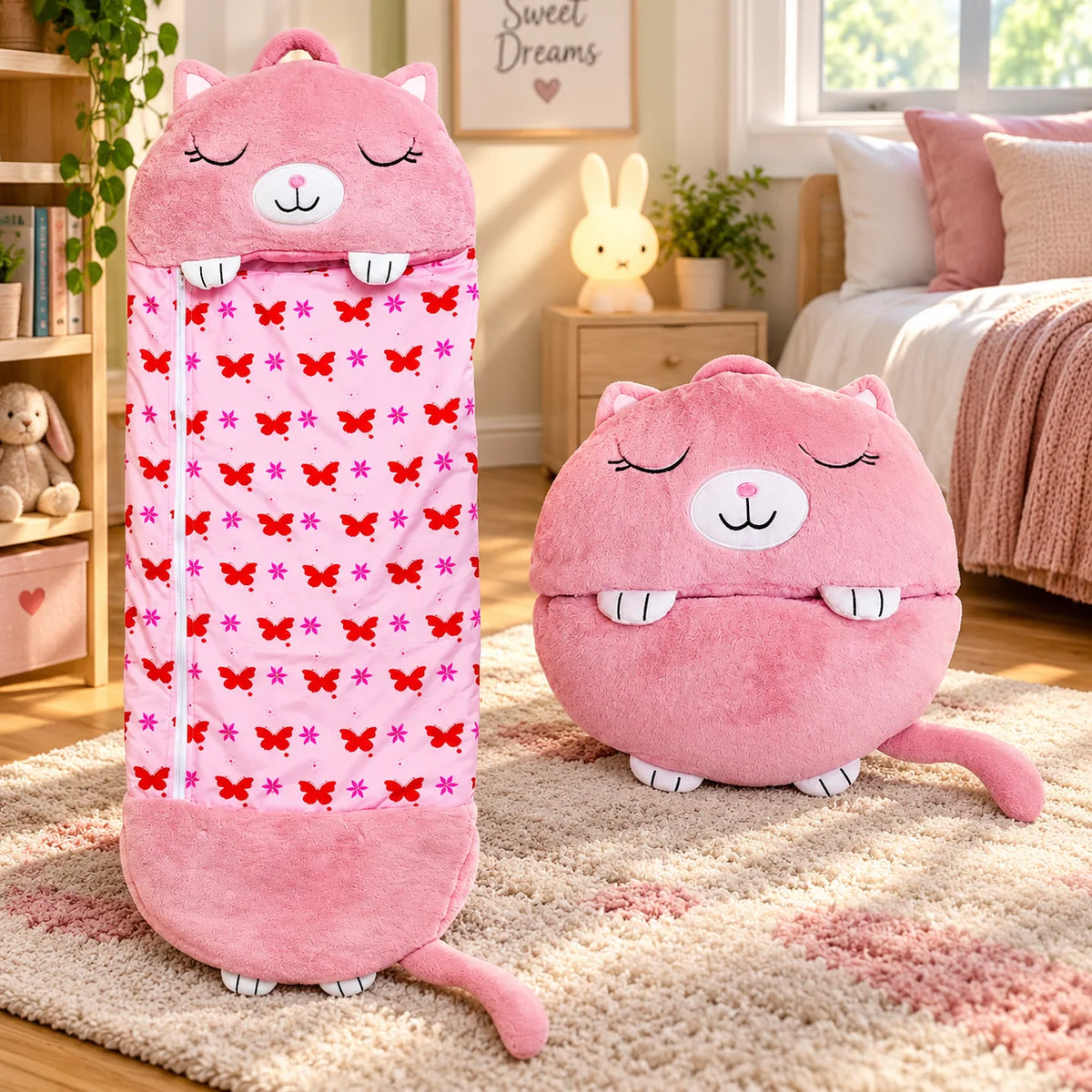 Kids Sleeping Bag Plush Breathable Roll Up