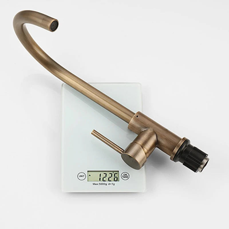 Kitchen Faucet 304 Stainless Steel 360° Swivel Spout Antique Brass Finish