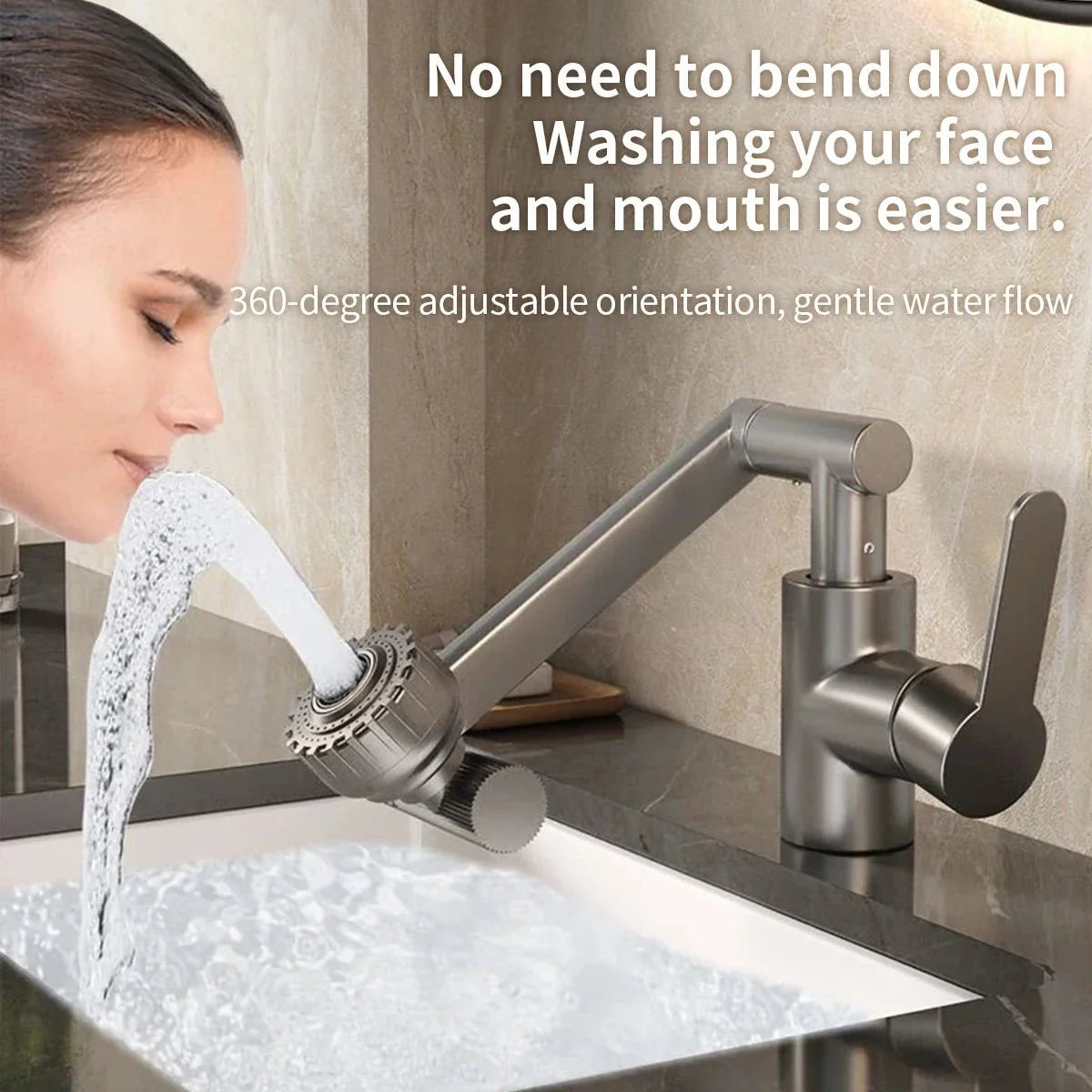 Kitchen Faucet 360° Adjustable Arm Dual Spray Modes