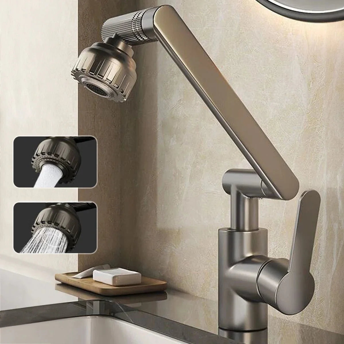 Kitchen Faucet 360° Adjustable Arm Dual Spray Modes