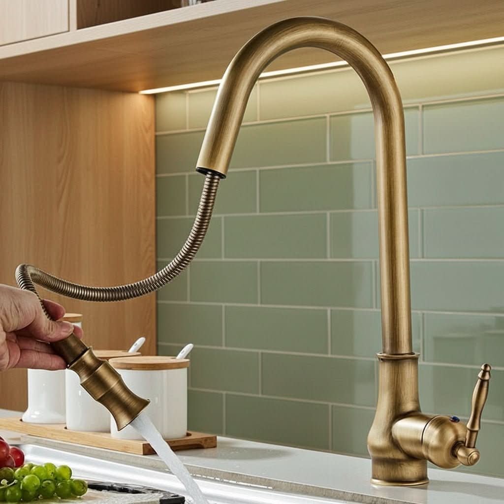 Kitchen Faucet Brass High-Arc Pull-Out Spray Head