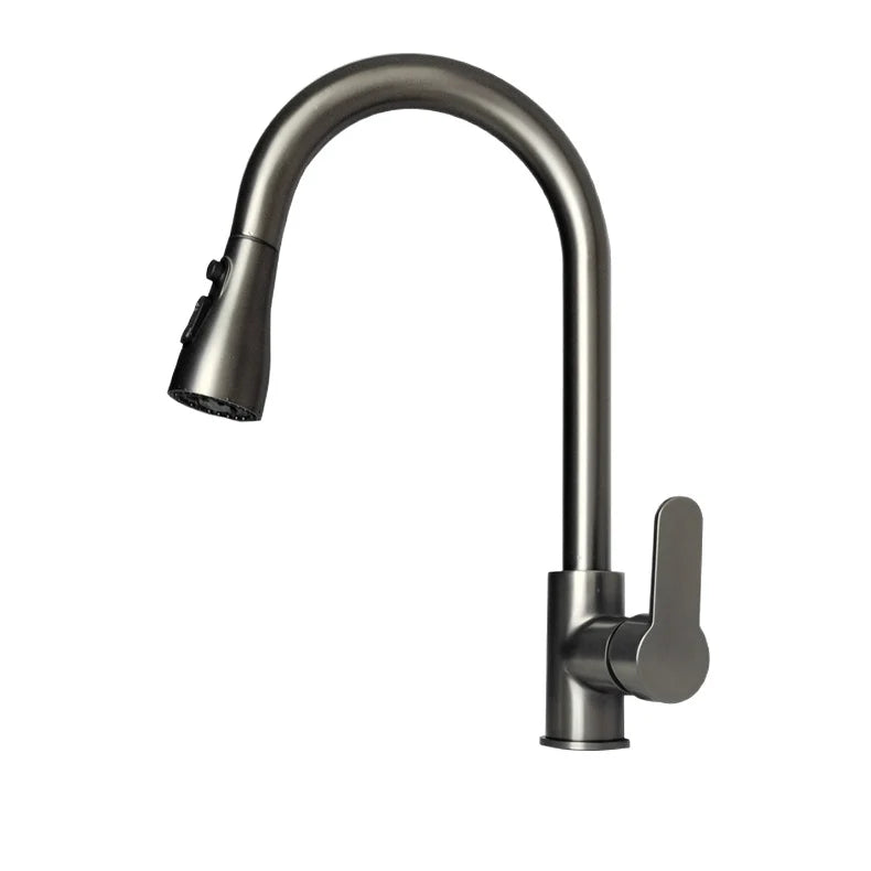 Kitchen Faucet Pull-Out Sprayer Stainless Steel 3 Modes Ceramic Valve