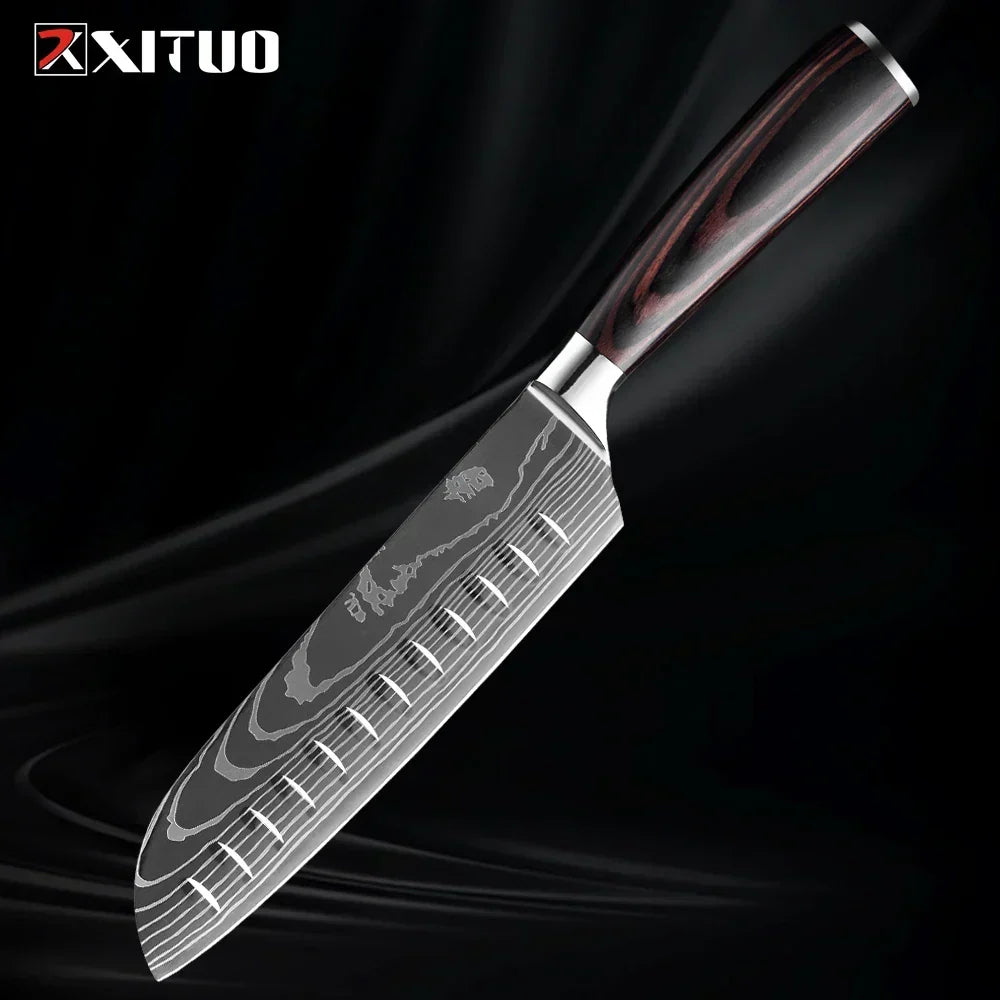 Kitchen Knives Forged Stainless Steel Non-Slip Wood Handles