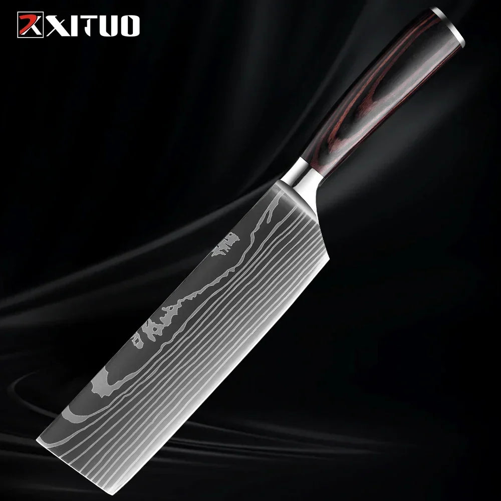 Kitchen Knives Forged Stainless Steel Non-Slip Wood Handles