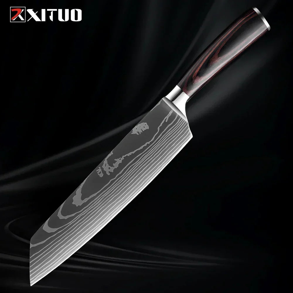 Kitchen Knives Forged Stainless Steel Non-Slip Wood Handles