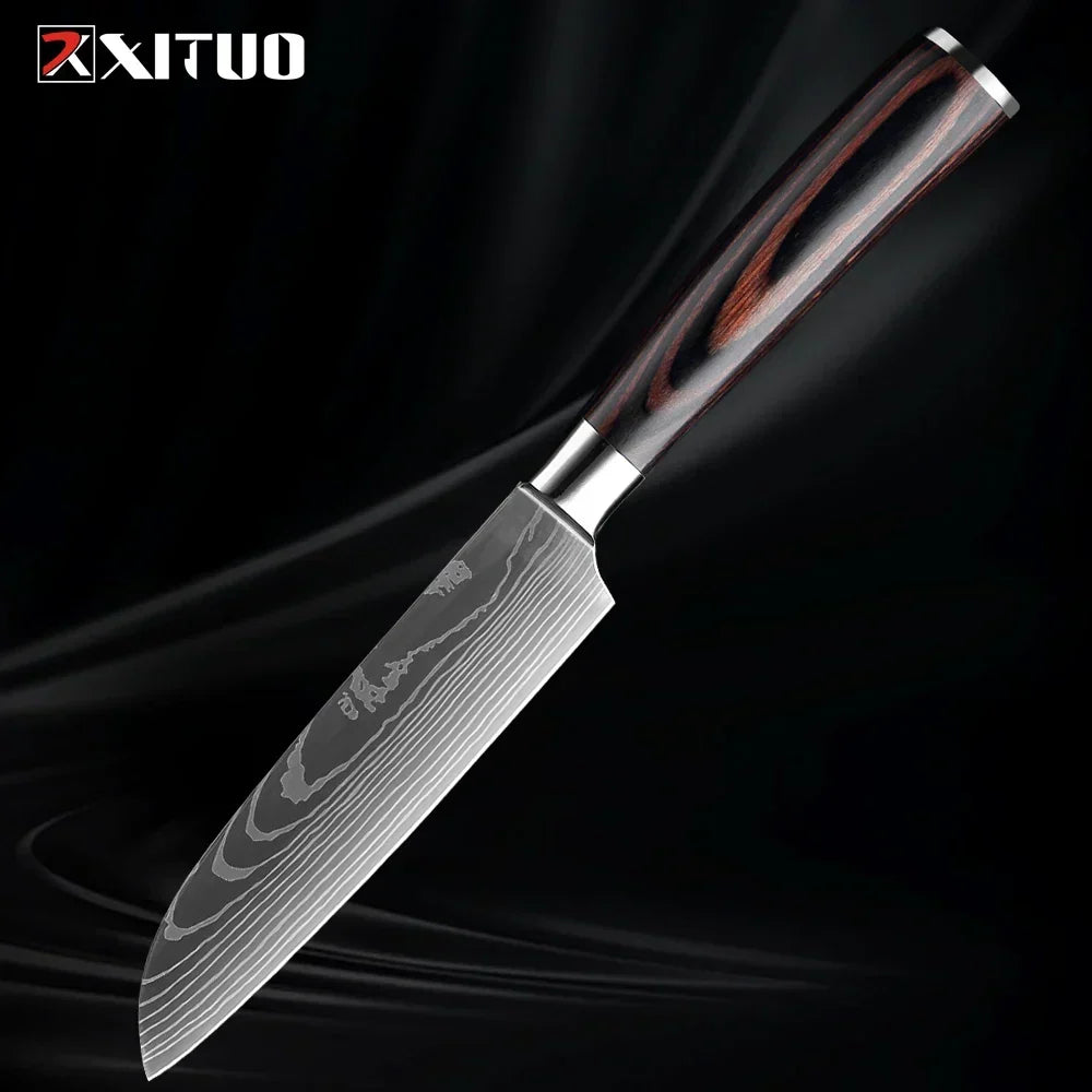 Kitchen Knives Forged Stainless Steel Non-Slip Wood Handles