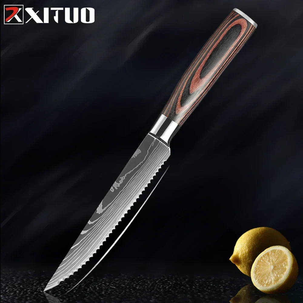 Kitchen Knives Forged Stainless Steel Non-Slip Wood Handles