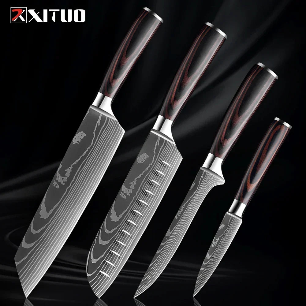 Kitchen Knives Forged Stainless Steel Non-Slip Wood Handles