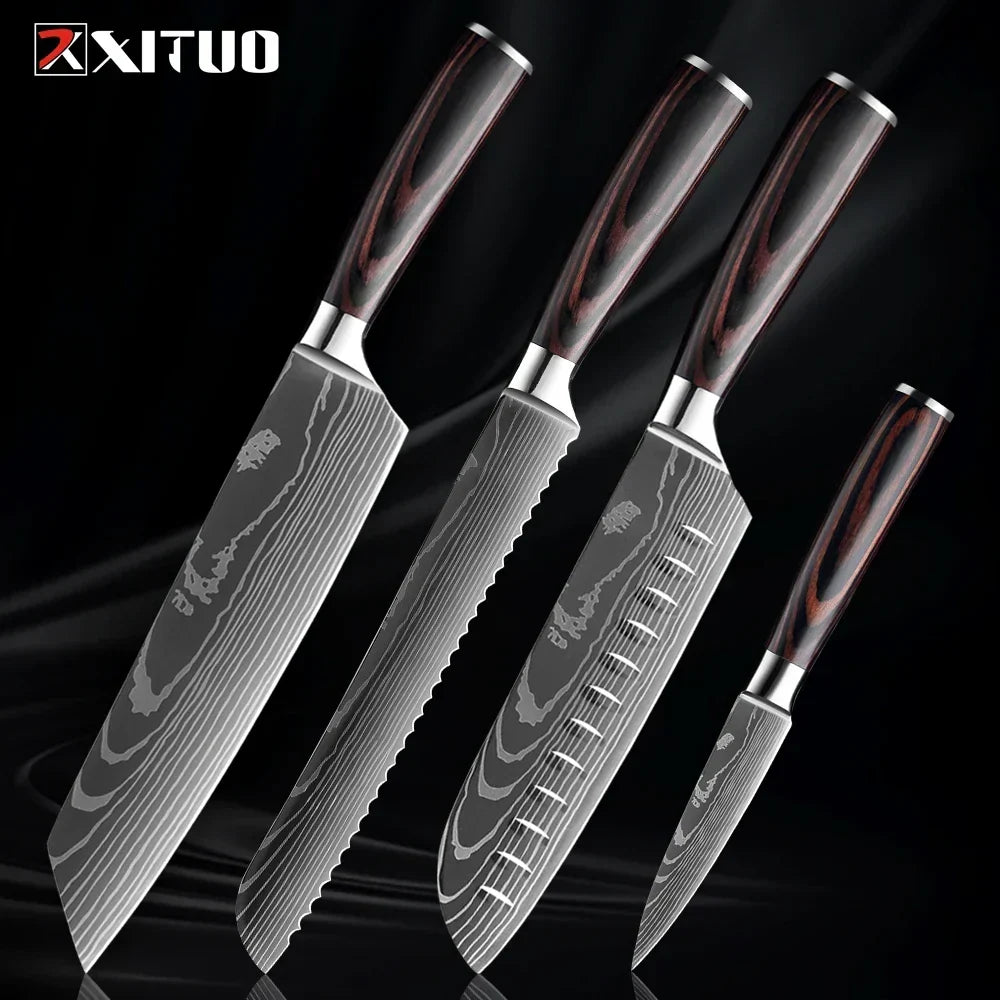 Kitchen Knives Forged Stainless Steel Non-Slip Wood Handles