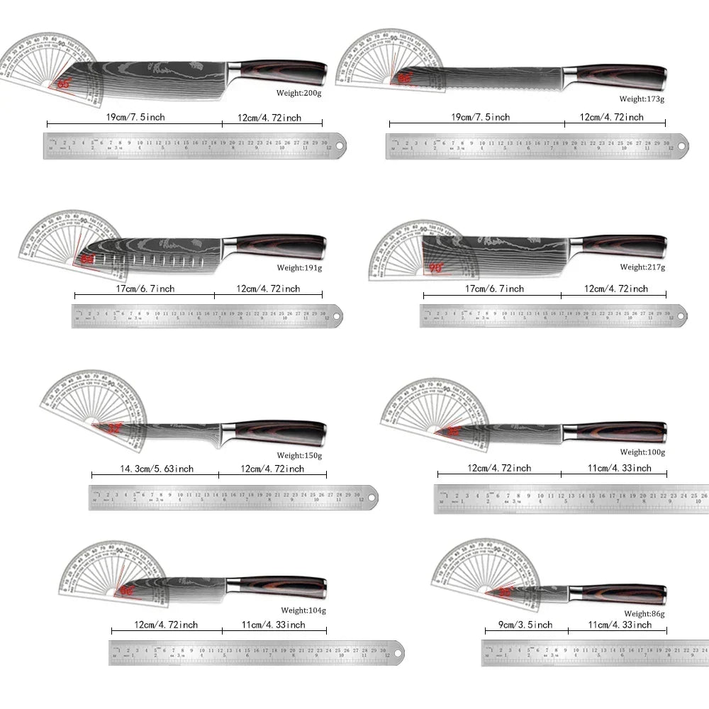 Kitchen Knives Forged Stainless Steel Non-Slip Wood Handles