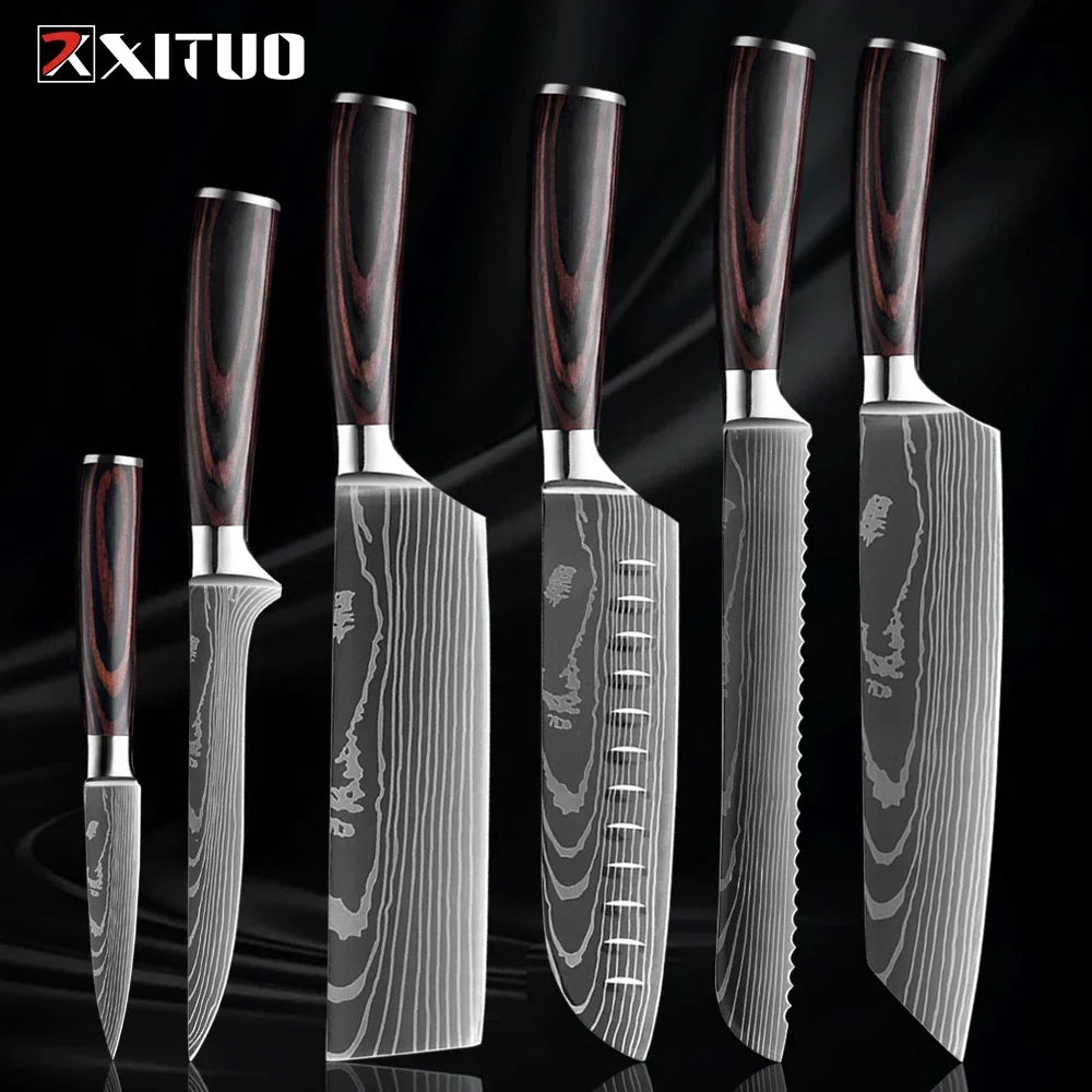 Kitchen Knives Forged Stainless Steel Non-Slip Wood Handles