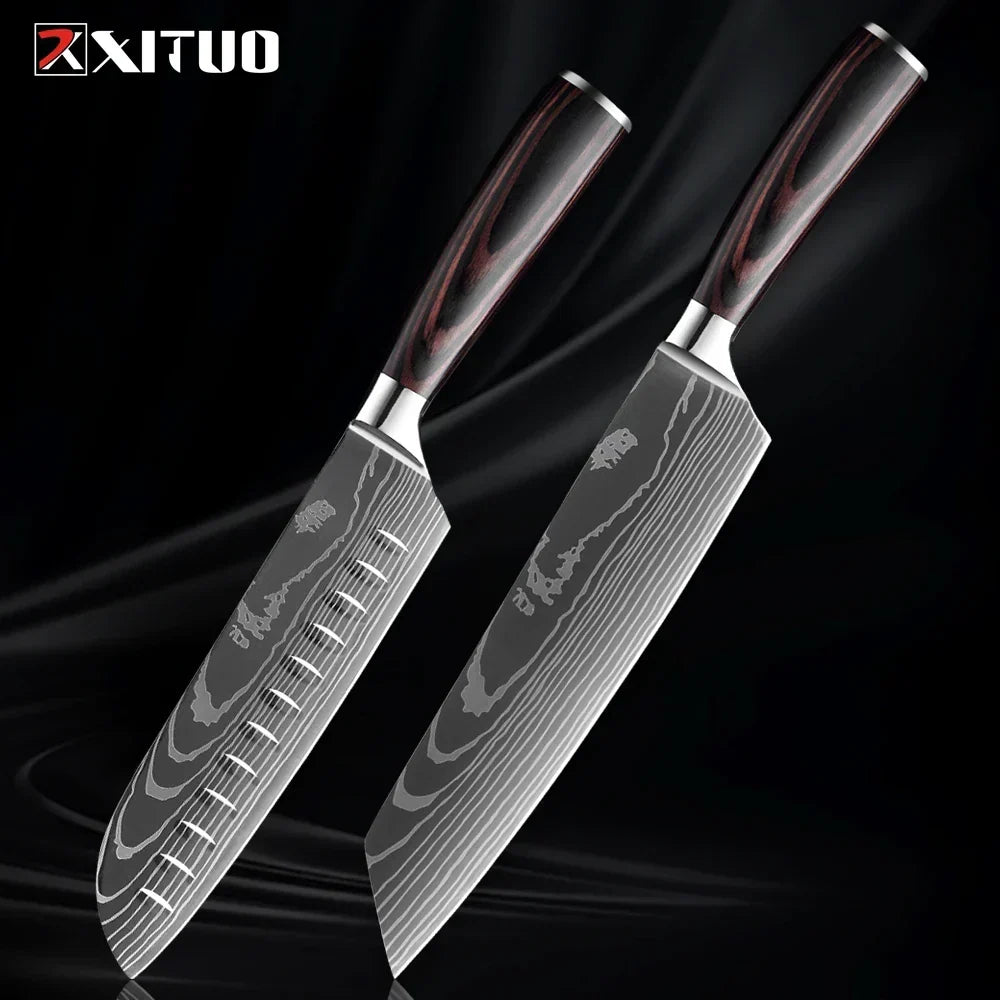 Kitchen Knives Forged Stainless Steel Non-Slip Wood Handles