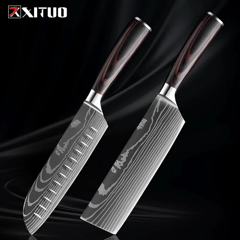 Kitchen Knives Forged Stainless Steel Non-Slip Wood Handles