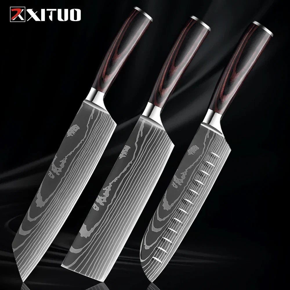 Kitchen Knives Forged Stainless Steel Non-Slip Wood Handles