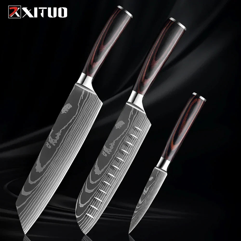 Kitchen Knives Forged Stainless Steel Non-Slip Wood Handles