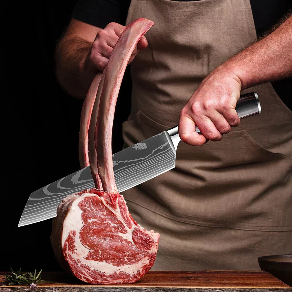 Kitchen Knives Forged Stainless Steel Non-Slip Wood Handles
