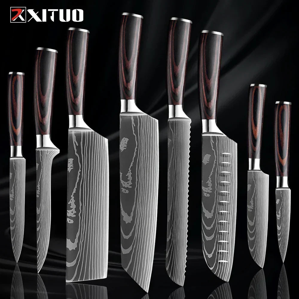 Kitchen Knives Forged Stainless Steel Non-Slip Wood Handles