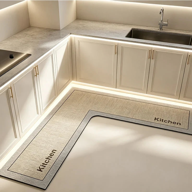 Kitchen Mat L-Shaped Diatomite Quick-Dry Non-Slip