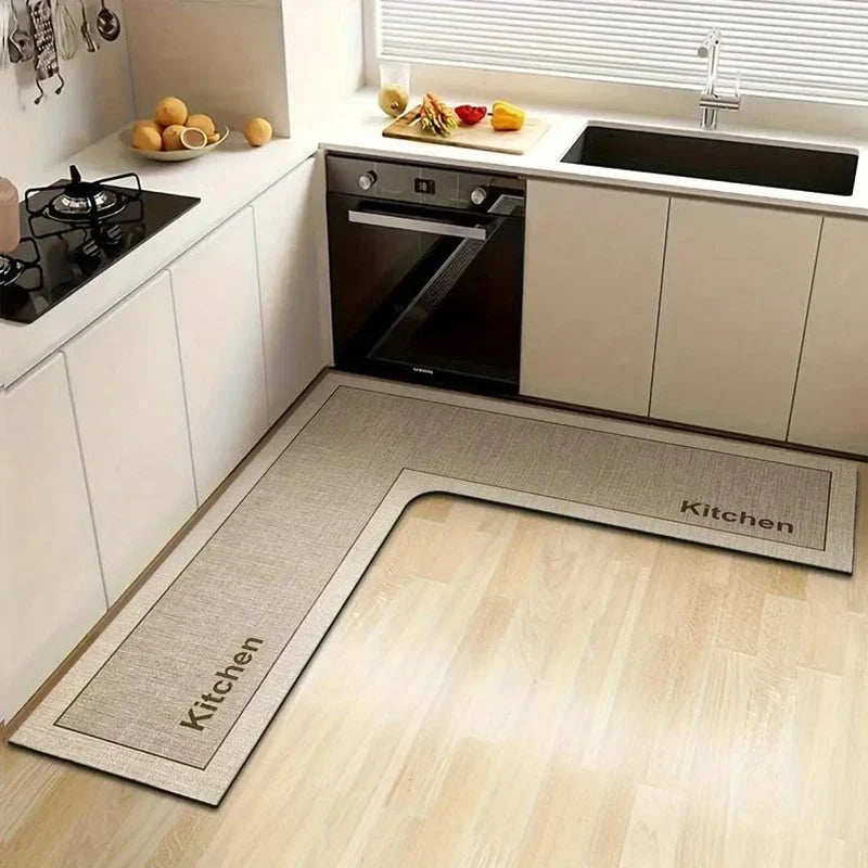 Kitchen Mat L-Shaped Diatomite Quick-Dry Non-Slip