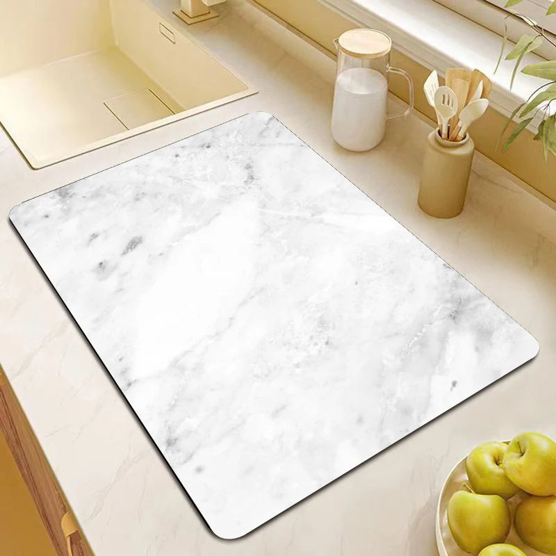 Kitchen Mat Marble Print Cushioned Non-Slip Backing