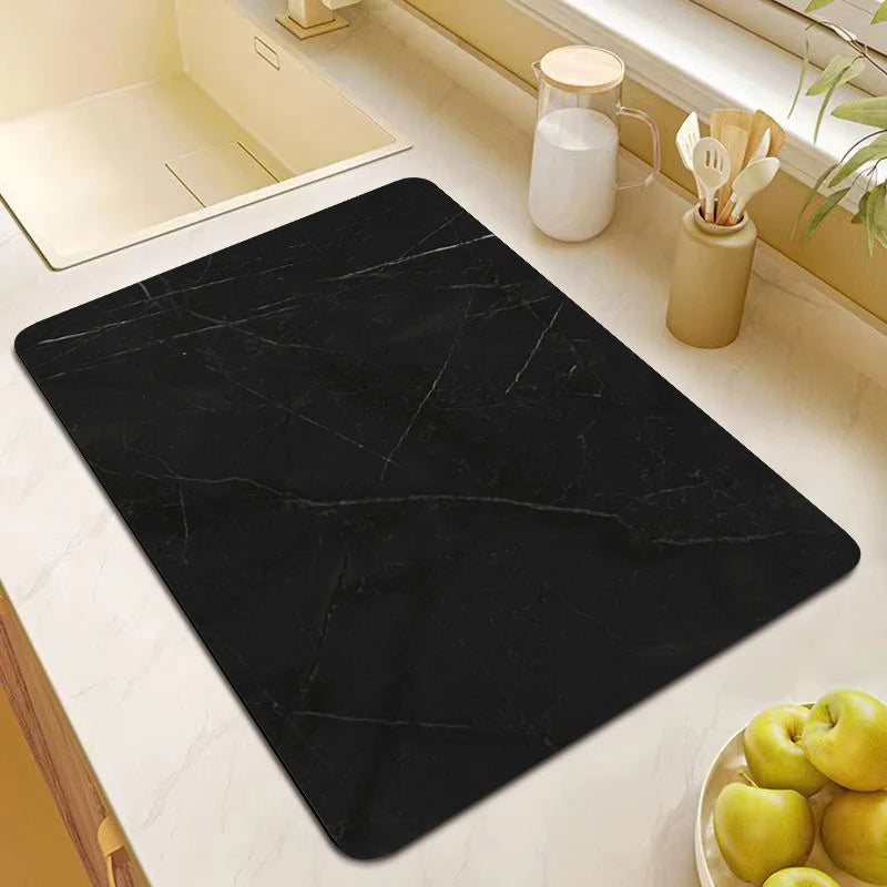 Kitchen Mat Marble Print Cushioned Non-Slip Backing