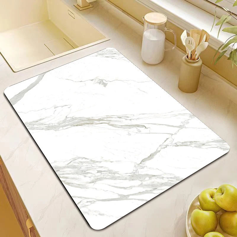 Kitchen Mat Marble Print Cushioned Non-Slip Backing