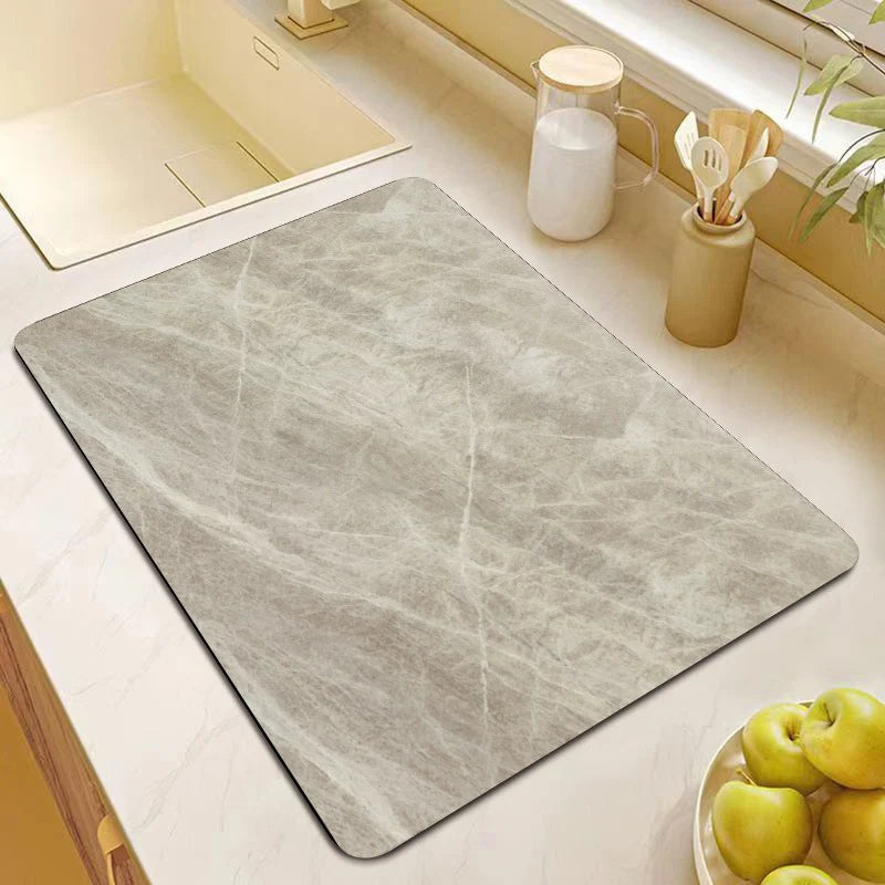 Kitchen Mat Marble Print Cushioned Non-Slip Backing
