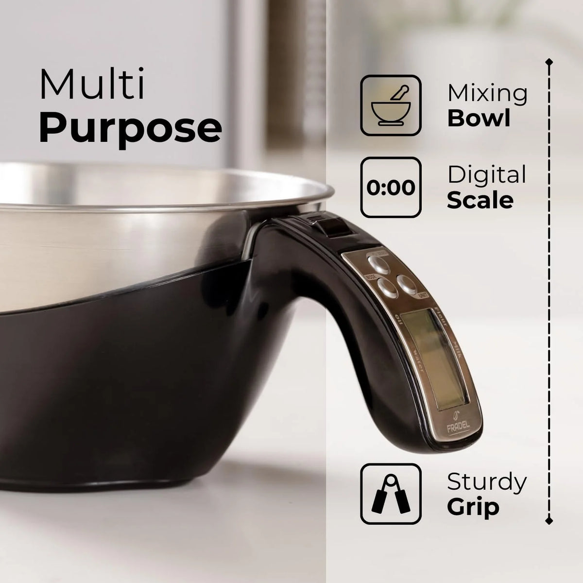 Kitchen Scale Removable Stainless Steel Bowl Backlit Display