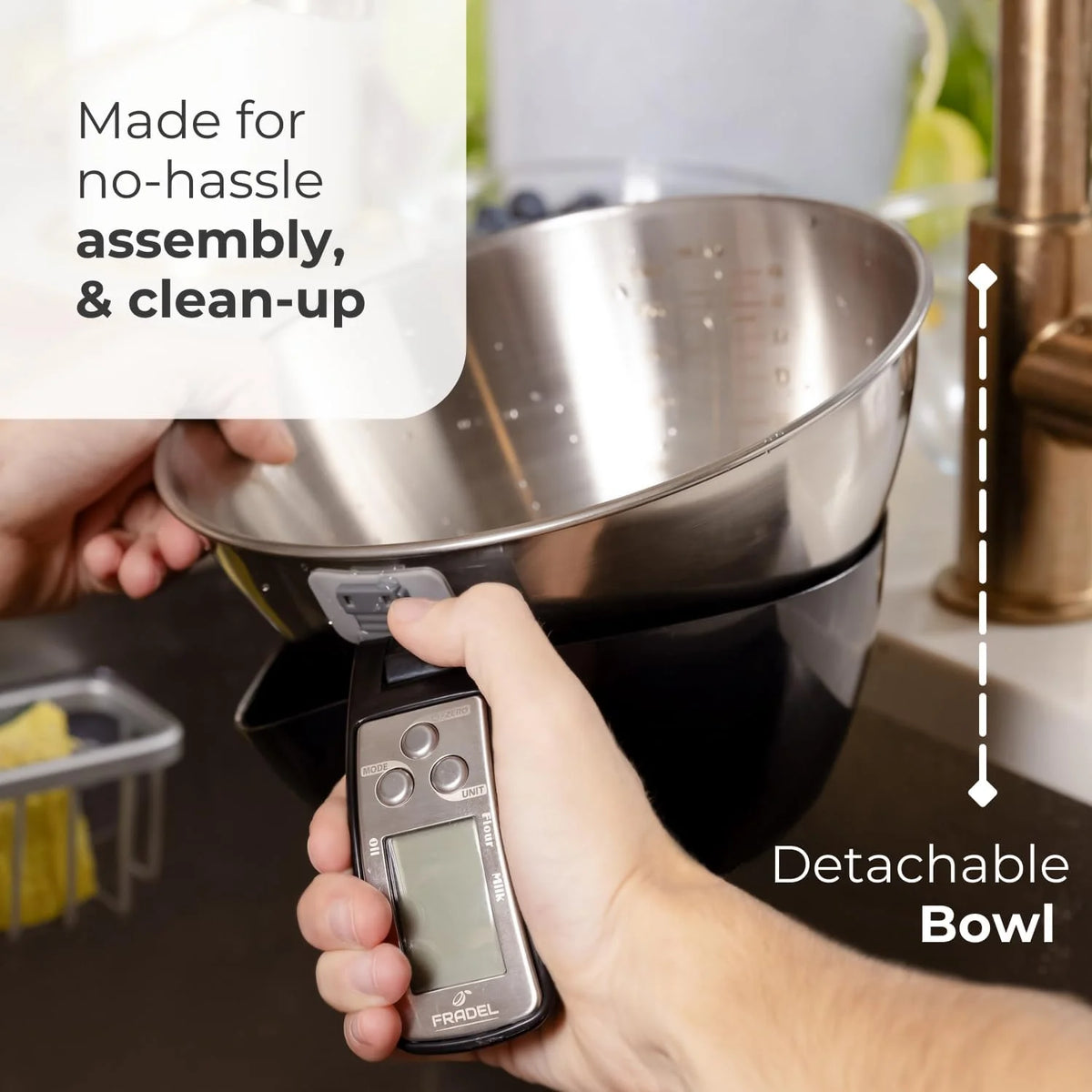Kitchen Scale Removable Stainless Steel Bowl Backlit Display
