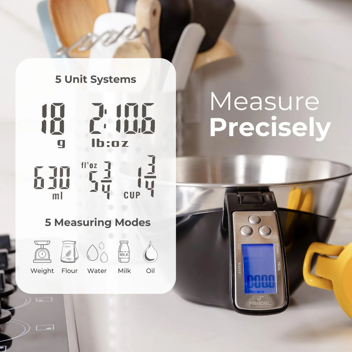 Kitchen Scale Removable Stainless Steel Bowl Backlit Display