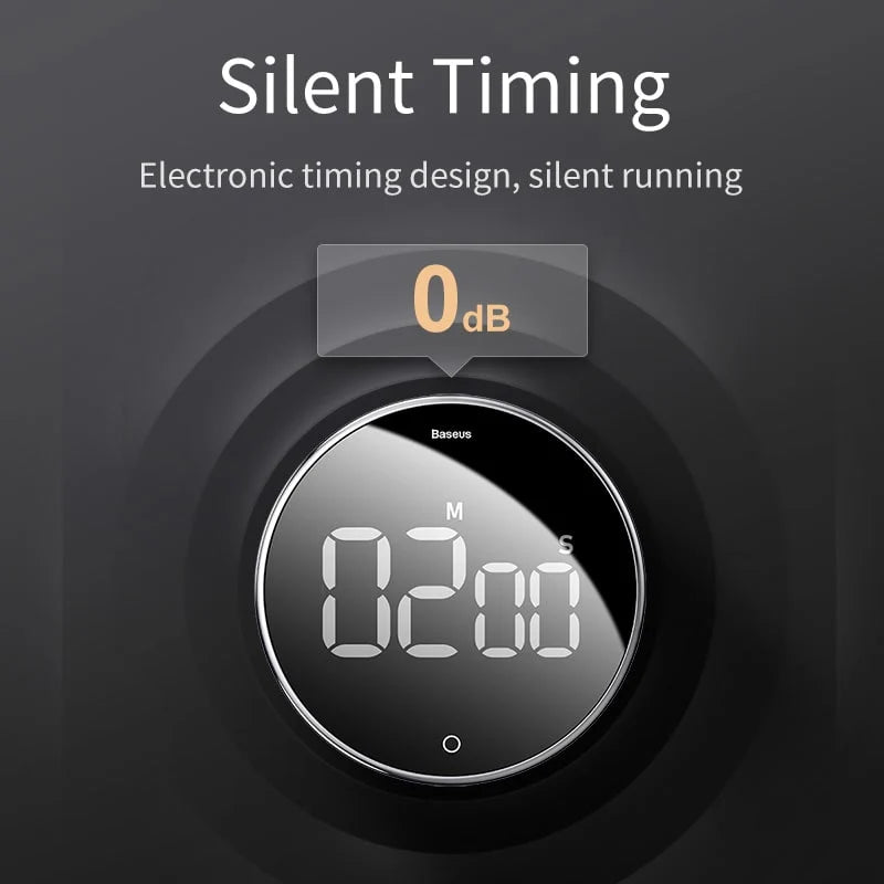 Kitchen Timer Rotating Bezel LED Display Magnetic Back