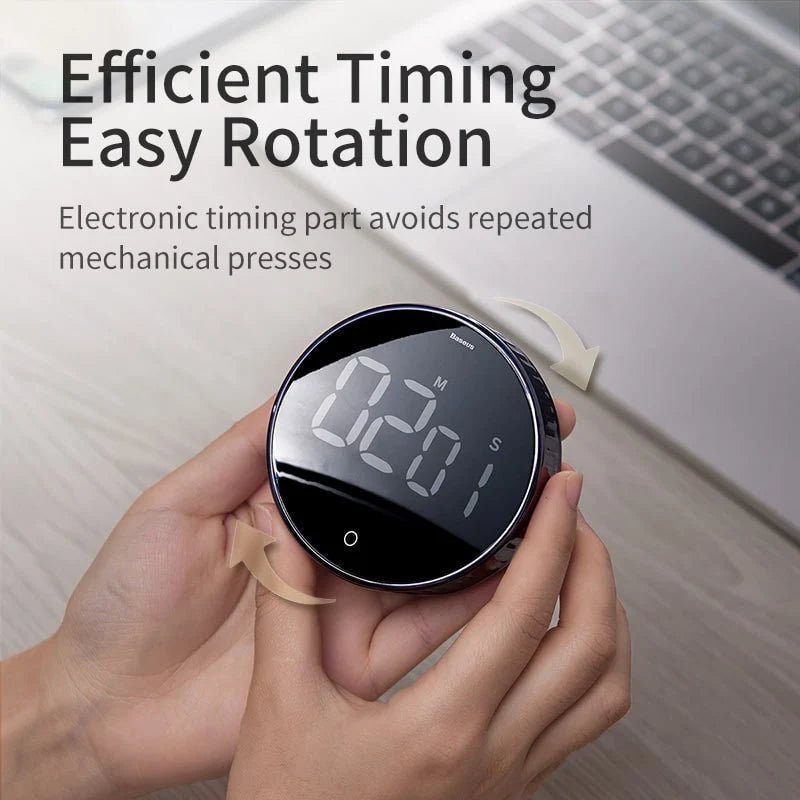 Kitchen Timer Rotating Bezel LED Display Magnetic Back