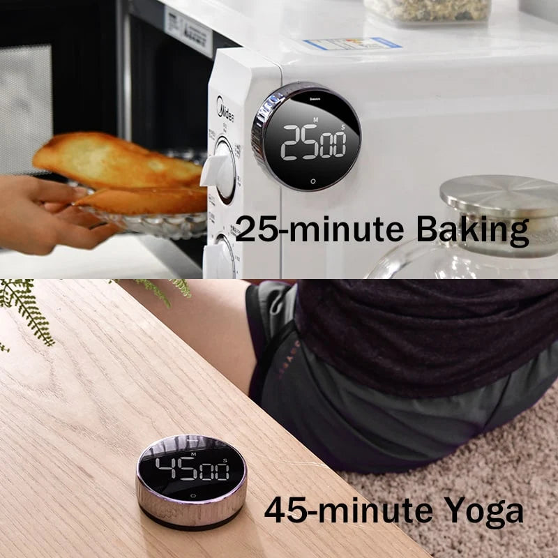 Kitchen Timer Rotating Bezel LED Display Magnetic Back