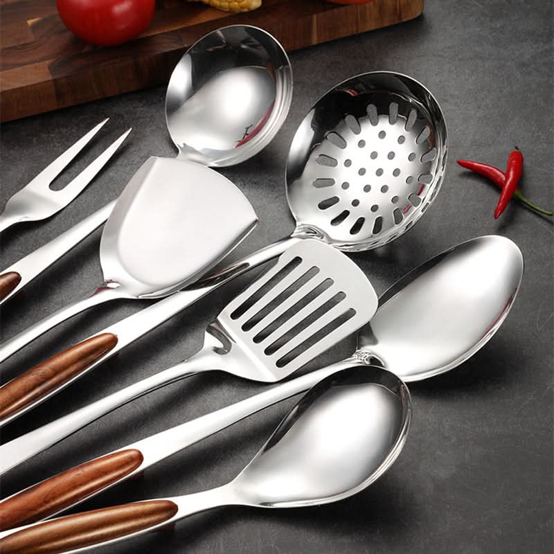 Kitchen Utensil Set Stainless Steel Non-Slip Handles Dishwasher-Safe