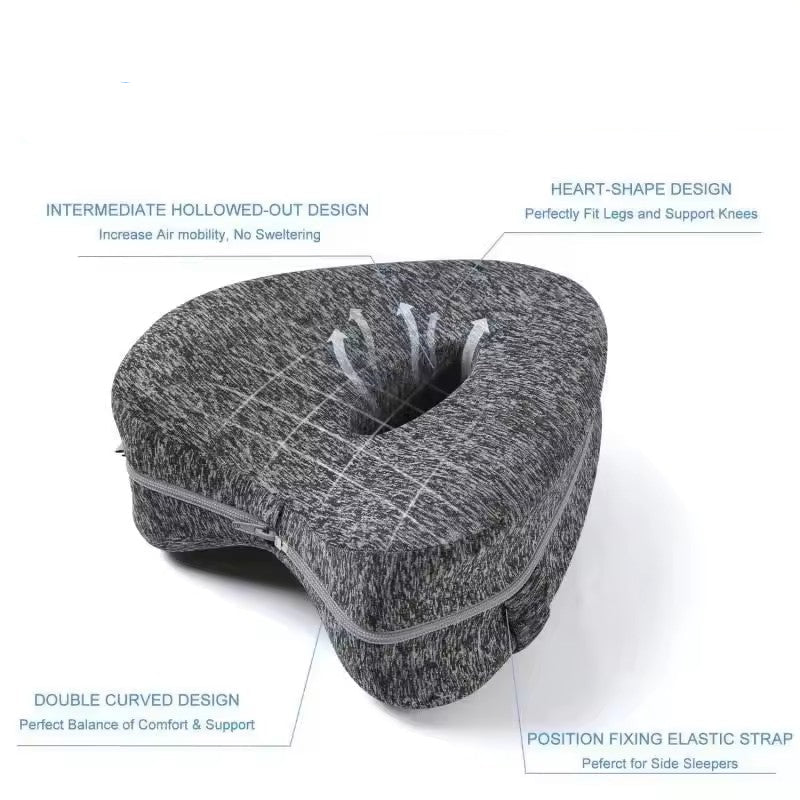 Knee Pillow Memory Foam Contoured Hollow Center & Adjustable Strap