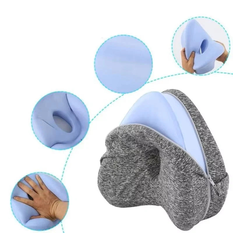 Knee Pillow Memory Foam Contoured Hollow Center & Adjustable Strap