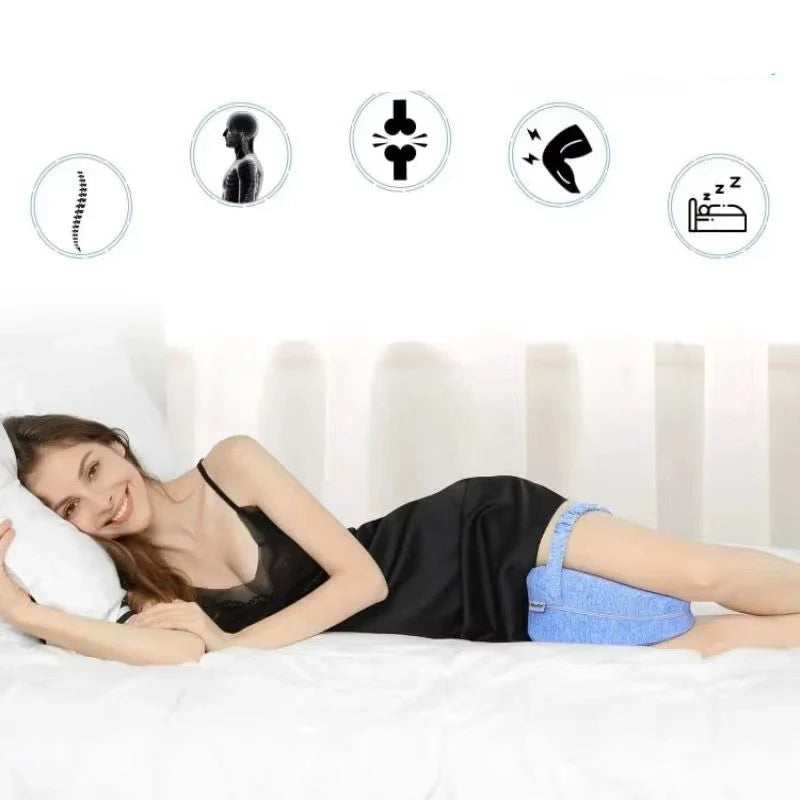 Knee Pillow Memory Foam Contoured Hollow Center & Adjustable Strap