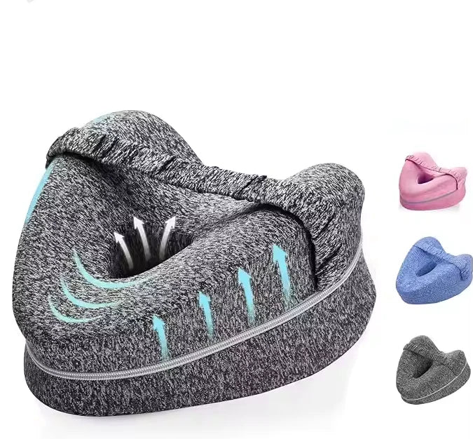 Knee Pillow Memory Foam Contoured Hollow Center & Adjustable Strap